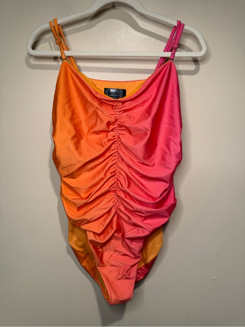 Beach Riot x Anthropologie Bandeau Solana One-Piece Swimsuit‎ Pink Ombre 2X